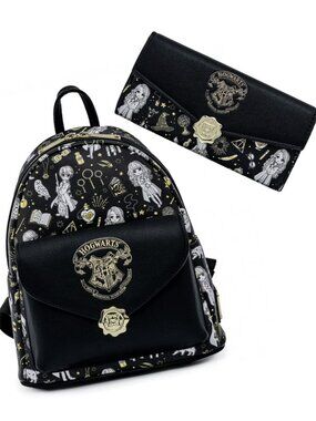 Loungefly Harry Potter Magical Elements AOP Backpack and Wallet Bundle